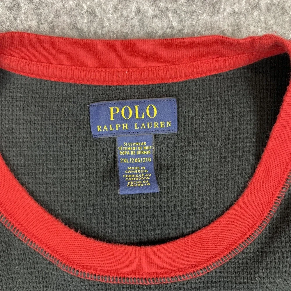 Polo Ralph‎ Lauren Waffle Knit Shirt Mens 2XL Black Soft Loungewear Casual